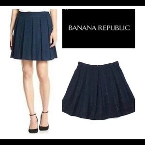 Banana Republic Navy Shimmer Pleated Tweed Skirt